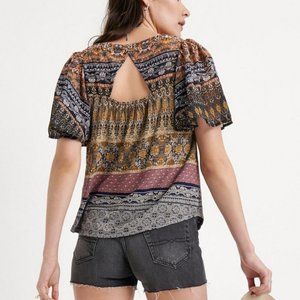 Lucky Brand Flowy Short Sleeve Exposed Back